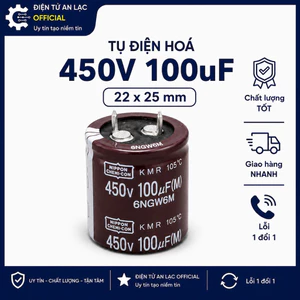 Tụ hóa 450V 100uF KMR hãng Nippon 22x25mm chất lượng cao