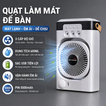 Quạt làm mát Quạt điều hòa Quạt hơi nước Quạt để bàn sạc USB pin 5000mAh làm mát mùa hè cho gia đình học tập