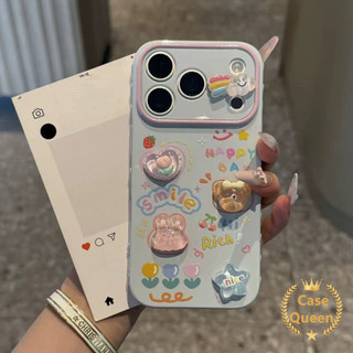 Ốp Lưng Tương Thích Cho IPhone 17 16 11 15 14 13 12 Pro Max XR X XS Max AIR 7 16 8 Plus SE Phim Hoạt Hình Gấu Hoa 3D Sang Trọng Gấu Hoa Bong Bóng Trái Tim