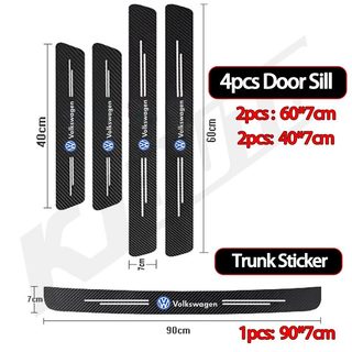Volkswagen Cửa Ô Tô Tấm Bảo Vệ Chống Trầy Xước Cửa Ngưỡng Thảm Scuff Tấm Cửa Tự Động Bàn Đạp Bảo Vệ Miếng Dán Cho VW R Line Polo Fox Gol Up Golf Beetle Santana Sagitar Tiguan Passat
