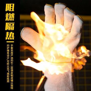 Hàn Quái Vật Hàn Găng Tay Hàn Da Bò Chịu Mài Mòn Nhiệt Độ Cao 500 Độ Dày Chống Cháy Vòng Cung Oxy Cách Nhiệt Lấy Cắn