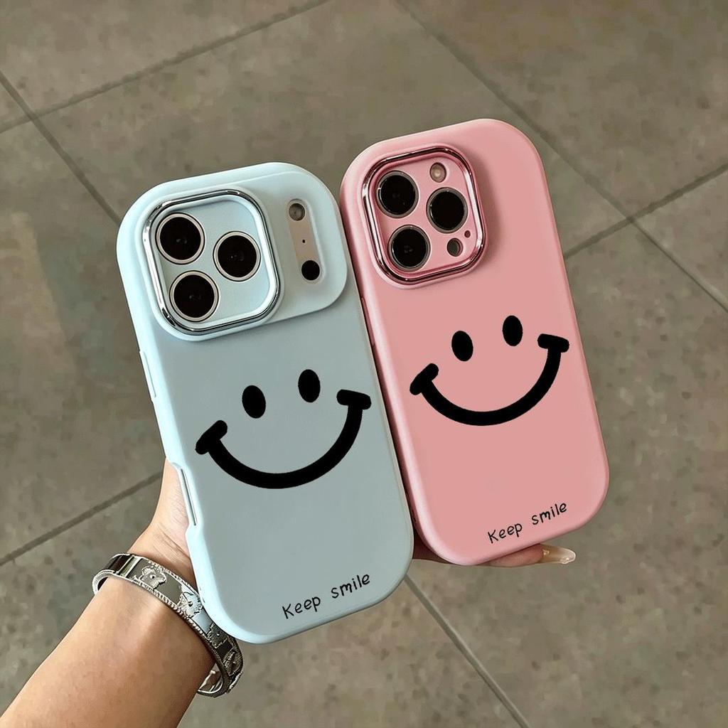 Casing Senyuman Minimalis Untuk iPhone 17/16/15/14/13/12/11 Pro Max Anti Gegaran