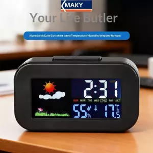 MAKY Weather Station Clo Có Màn Hình Màu - Màn Hình Nhiệt Độ & Độ Ẩm Balit Dành Cho Trẻ Em & Thanh Thiếu Niên Hoàn Hảo Cho Bàn Ngủ / Ký Túc Xá VN