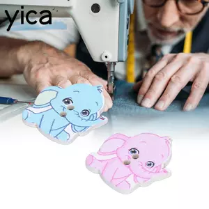 YICA 150 Chiếc Nút Gỗ, Hai Màu Bền Nút Voi, Được Sử Dụng Rộng Rãi Hai Lỗ Hoạt Hình Nút May DIY
