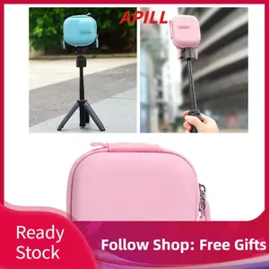 apill Gugxiom Mini Hộp đựng Bảo vệ ống kính cho Action 5 Pro Phụ kiện Túi đựng cứng bằng da PU (Hồng)