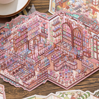 Dòng Thời Gian Cũ Cảnh Quan Dán Trên Giấy Dấu Vết Kệ Mã Hàng 3D Thu Nhỏ Cảnh Tự Làm Giải Nén Miếng Dán