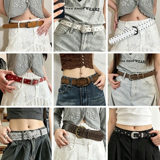 Retro Mỹ Denim Nâu Thắt Lưng Nữ 2026 Phong Cách Mới Thời Trang Phù Hợp Với Dây