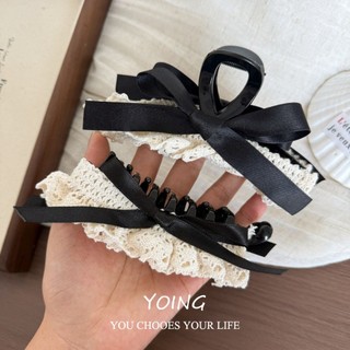 Yoing / Phiên bản Hàn Quốc Ren Ngọt Đen Nơ Lấy Kẹp Phụ Kiện Tóc