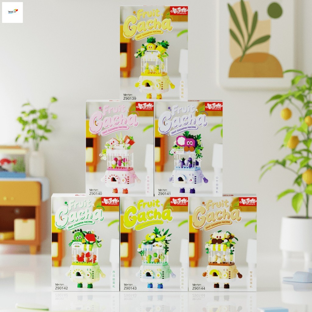 Khối xây dựng xếp hình dưa hấu Gashapon - Đồ chơi hạt vi mô hoạt hình DIY cho trẻ em