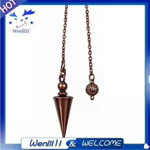 Con lắc đồng 9 Inch có dây chuyền, Mặt dây chuyền tâm linh hình nón lục giác để giảm chấn, Dụng cụ chữa bệnh cho bảng con lắc