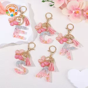 CANAMEK A-Z Dreamy Sequin Chữ Cái Móc Khóa Cho Nữ sel Bướm Mặt Dây Chuyền Ban Đầu Móc Khóa Ví Treo Túi Quyến Rũ Móc Chìa Khóa Xe CSF