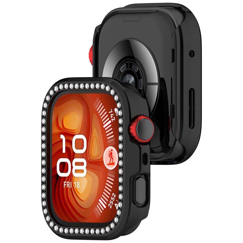 Dây đeo kim loại + vỏ kim cương cho đồng hồ Huawei Fit 5 Pro / 4 Pro / 5 / 4 / 3 phụ kiện khung cản bảo vệ PC rỗng