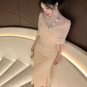 Cao Cấp Pháp Cao Cấp Ống Top Ôm Hơn Nhìn Đầm Nữ Mùa Xuân Phong Cách Mới Hoàng Gia Em Gái Người Nổi Tiếng Sang Trọng Hông Váy Hợp Thời Trang