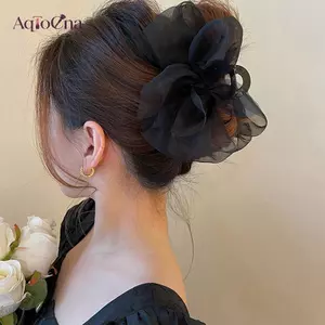 AqToCna 1 Lưới Nơ Kẹp Nữ Đuôi Ngựa Bím Tóc Vuốt Kẹp Cô Gái Thanh Lịch Kẹp Tóc Phụ Kiện Tóc Quà Tặng Mũ Đội Đầu AqToCna