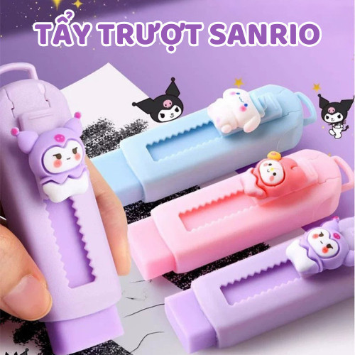 Gôm tẩy charm hoạt hình Kuromi dạng kéo đẩy dễ thương nhiều màu cho học sinh xóa sạch