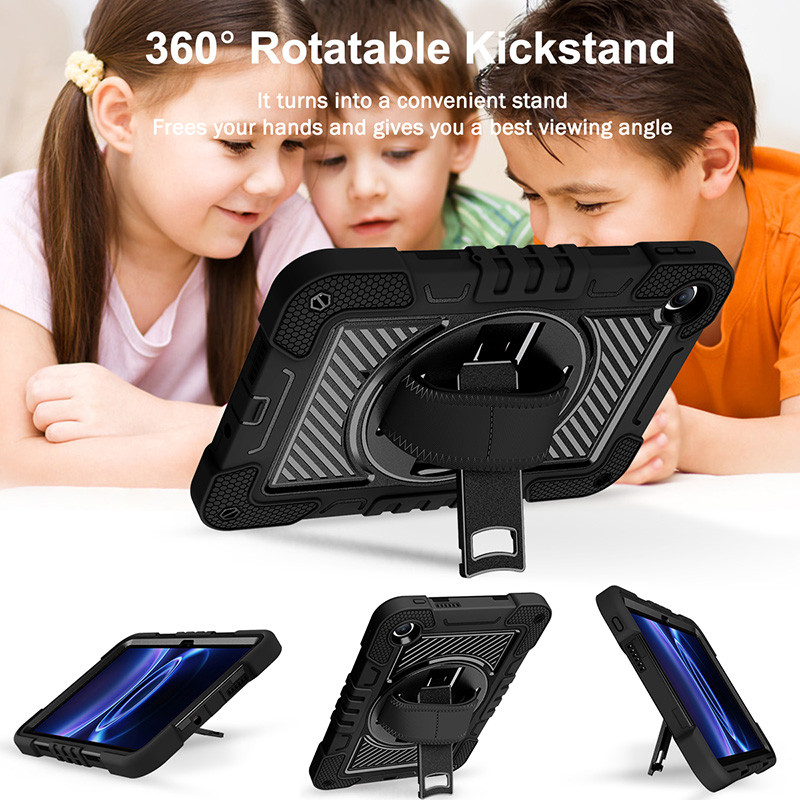 Ốp Chống Sốc Hạng Nặng Cho Redmi Pad 2 9.7 4G 2026 Pad 2 SE 9.7 Xiaomi Poco Pad M1 9.7inch 360° Vỏ máy tính bảng có dây đeo tay xoay