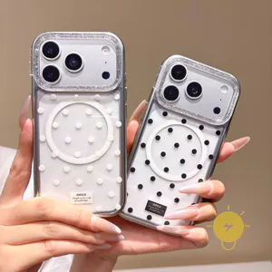 Phone Case For iPhone 17 Pro Max 16 15 Korean Style TPU Magnetic Transparent Korean Style Polka Dot Aesthetic Korean Cute