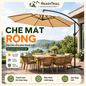 Ô Dù Lệch Tâm 3M Che Nắng Mưa, Dù Chuối Ngoài Trời Sân Vườn Hồ Bơi, Chống UV Xoay Nghiêng