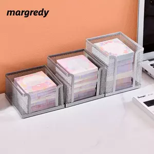 Hộp đựng khối lưới MARGREDY, Hộp đựng giấy ghi chú để bàn di động Mini, Đồ dùng văn phòng bằng kim loại Miếng dán ghi chú Hộp đựng hộp đựng hộp lưu trữ