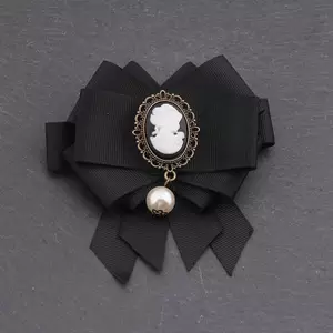 AqToCna Retro Ruy Băng Nơ Thổ Cẩm Phù Hợp Với Áo Sơ Mi Cổ Pin Mourning Thổ Cẩm Quần Áo Nữ Xòe Quần Áo Trang Trí Phụ Kiện AqToCna