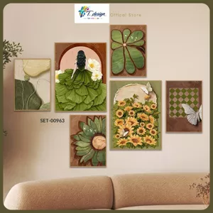 Set 6 Tranh Dán Tường Cô Gái Cute, Phong Cách Nghệ Thuật, Decor Nhà Đẹp, Phòng Ngủ, Nail, Mi, Spa - T.Design
