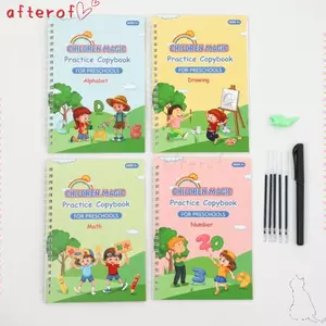AFTEROF 4 Cái / bộ Sank Magic Book, Học Và Chơi Với Bút Học Copybook, Thực Hành Ma Thuật Điều Khiển Bút Đào Tạo Thực Hành Đa Năng Sách Viết