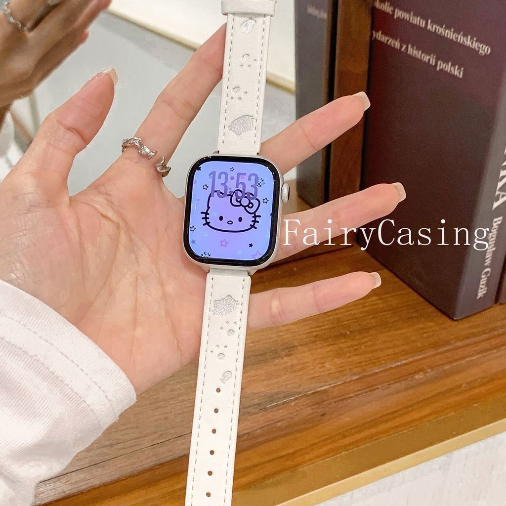 Dây đeo da mèo con rỗng cho Apple Watch S11 10 46mm 38 40 41 42 44 45 49mm Vòng tay cho cổ tay iwatch 9 87SE65