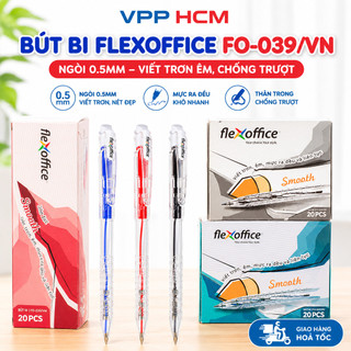 Hộp 20 Bút Bi Thiên Long Flexoffice FO-039/VN Ngòi 0.5mm – Bút Bấm Thân Trong Viết Trơn Êm