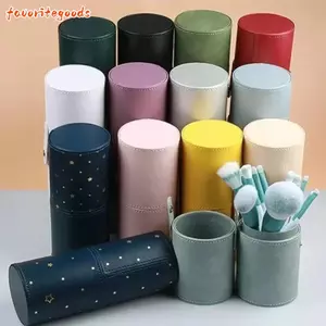 FAVORITEGOODS Cọ Trang Điểm Xô, Chống Bụi Chống Thấm Nước Rỗng Mỹ Phẩm Bút Đựng Bút, Da PU Di Động Bàn Chải Trang Điểm Tổ Chức