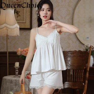2 Cái / bộ Nữ Có Đệm Cotton Sling Váy Ngủ Bộ Đồ Ngủ Nữ Không Tay Homewear Đồ Ngủ