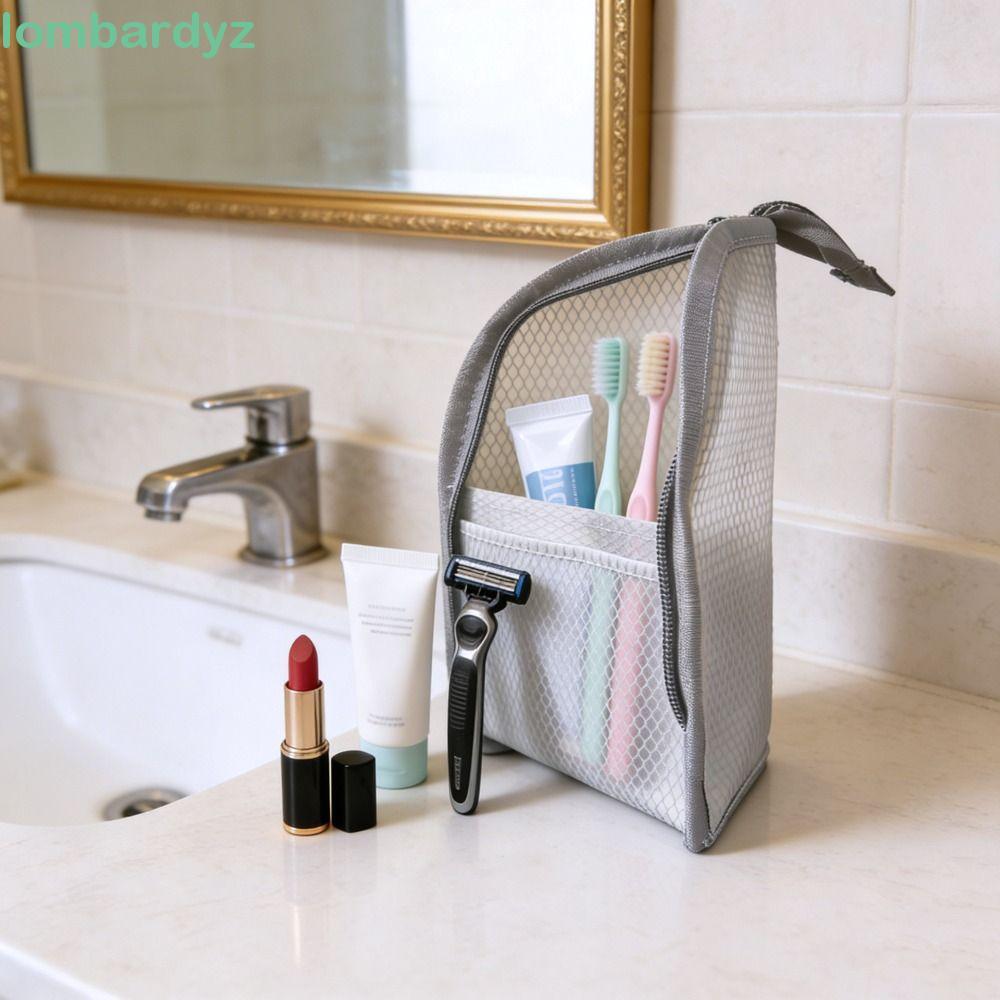 Túi đựng mỹ phẩm PVC LOMBARDY, Túi đựng đồ vệ sinh bàn chải đánh răng chống nước dung tích lớn, Túi đựng đồ vệ sinh tiết kiệm không gian đa năng có khóa kéo Đóng cửa Hộp đựng làm đẹp di động Du lịch kỳ nghỉ