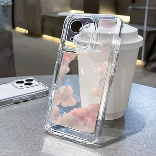 Mỏng Trong Suốt Thích Hợp Cho iPhone 17 Pro Max Mềm Chống Trầy Xước 16 ProMax 13 Pro Max XS 12 15 11 Pro 14 7plus 13 16Pro Vỏ Bảo Vệ Mặt Trăng Mây Hồng