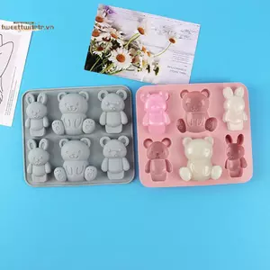 TRTR 1 Khuôn Silicon 6 Khoang Hoạt Hình Dễ Thương Động Vật Bánh Sô Cô La Jello Khuôn Nướng Bánh DIY Xà Phòng Kẹo Đá Viên Dụng Cụ Làm VN