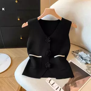 KUZHEN Áo Vest không tay chữ V màu trơn thời trang dành cho nữ HOT