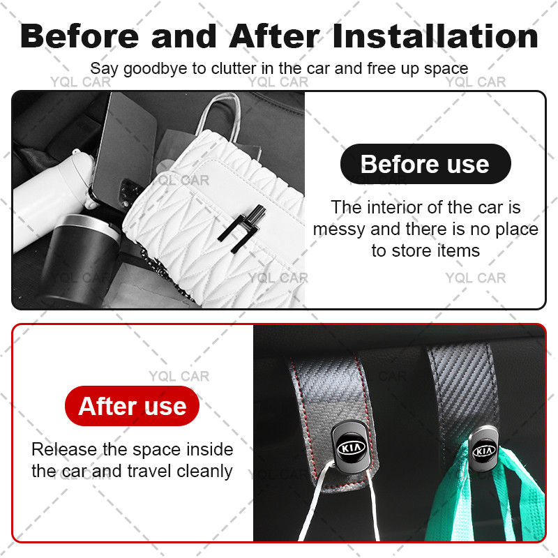 1 / 2 Chiếc Có Thể Gập Lại Xe Hành Khách Tổ Chức Móc Sợi Carbon Lưu Trữ Xe Móc Ẩn Cho Xe Kia Ceed Rio Sportage R K3 K4 K5 Sorento Cerato Optima
