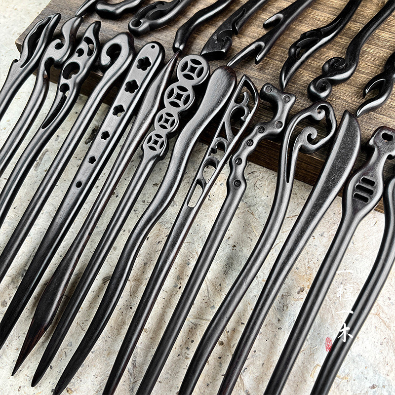 WHX Kẹp tóc gỗ đàn hương phong cách Trung Hoa mới, dài 21cm, phụ kiện tóc cổ điển, phù hợp sử dụng hàng ngày