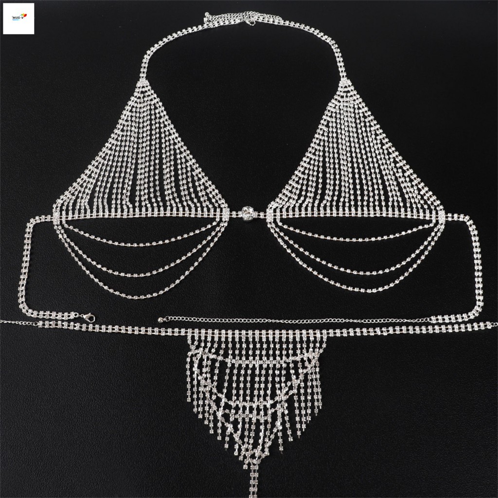 Áo ngực Bikini viền kim cương giả sáng bóng - Trang phục sân khấu dự tiệc dành cho nữ