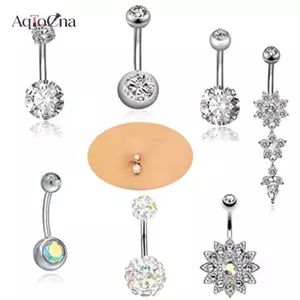 AqToCna 7 Cái / bộ Thép Không Gỉ Pha Lê Bụng Nút Nhẫn Rốn Cơ Thể Trang Sức Xuyên AqToCna