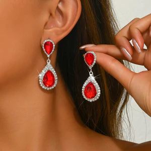 Ánh Sáng Sang Trọng Pha Lê Zircon Cô Dâu Bông Tai Cưới Thời Trang Niche Kim Cương Giọt Nước Bông Tai Nữ Hàng Có Sẵn QEA3