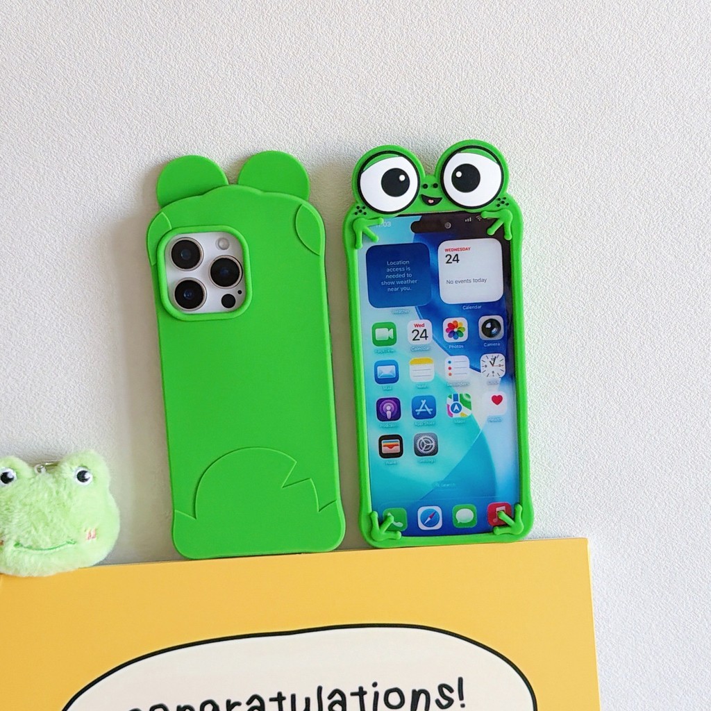 Ốp Điện Thoại Ếch Mắt Lớn iPhone17promax Thích Hợp Cho Apple 15 / 14 Vỏ Bảo Vệ 16pro Silicone Dễ Thương