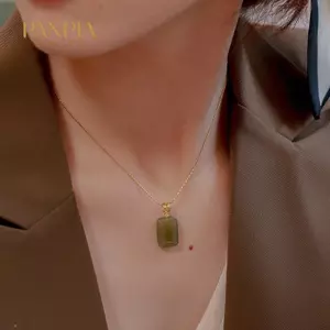 PNPIA-Hetian Ngọc Đá An Toàn Bule Nelace Cho Nữ Nelace Phong Cách Xương Đòn Dây Chuyền Mặt Dây Chuyền