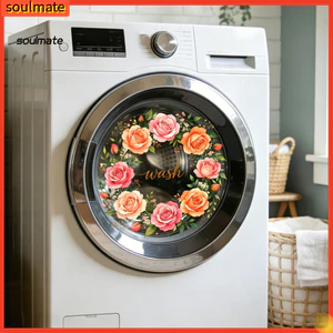 Linh hồn| Miếng Dán Chống Thấm Nước Giặt Decal Phòng Giặt Decal Dán Tường Có Thể Tháo Rời Chống Thấm Nước Pvc Dán Hoa Màu Nước Dán Tĩnh Cho Máy Giặt Trang Trí Máy Sấy Cho Đông Nam