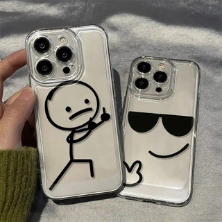 Ốp lưng iPhone 16 Pro Max/15 Pro Max/14/13/12/11/X/XS Max họa tiết kính râm dấu V (vui vẻ) bảo vệ chống sốc