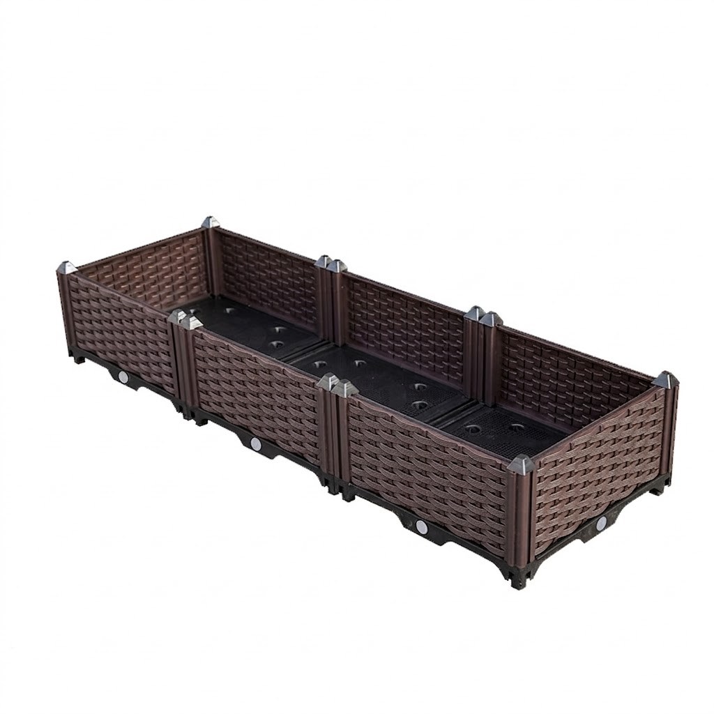 Chậu Lắp Ghép Tháp Xanh CLG-40 Bệt [120 x 40 x 22] Chậu Lắp Ráp Trồng Hoa, Chậu Thông Minh, Nhựa Nguyên Sinh PP