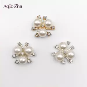 AqToCna 10 Chiếc DIY Hoa Kim Cương Giả Ngọc Trai Nút Trang Trí Đám Cưới May Trang Trí Thủ Công AqToCna