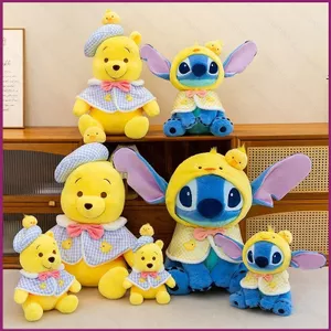 YT4 Winnie the Pooh Stitch Plushie Gà Dễ Thương Sang Trọng Hoạt Hình Cotton Đồng Hành Búp Bê Gối Mềm