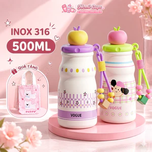 Bình Giữ Nhiệt VOGUE 500ml - Thép Không Gỉ 316 - Thiết Kế Cute, Nhỏ Gọn, Hot Trend 2026