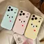 Ốp lưng iPhone 16Pro gấu trên nền chấm xanh vỏ mềm chống trầy thiết kế đơn giản dễ thương