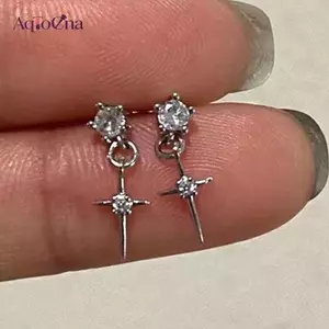 AqToCna 1 Cặp Bông Tai Pha Lê Đẹp Cho Nữ Phụ Kiện Trang Sức Dễ Thương Shinny Zircon Thanh Thiếu Niên Nữ Ngọt Ngào Thoáng Mát Thời Trang Bông Tai AqToCna