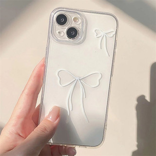 Ốp Lưng Cho OPPO Reno 15F 14F 15 11 12 13 14 Pro 5G Vỏ Điện Thoại Di Động Màu Hồng Nơ Trắng Chống Sốc Mềm Mại Dễ Thương Trong Suốt Họa Tiết Trong Suốt Hoạt Hình Silicone TPU Bảo Vệ Ống Kính Trái Tim Tình Yêu
